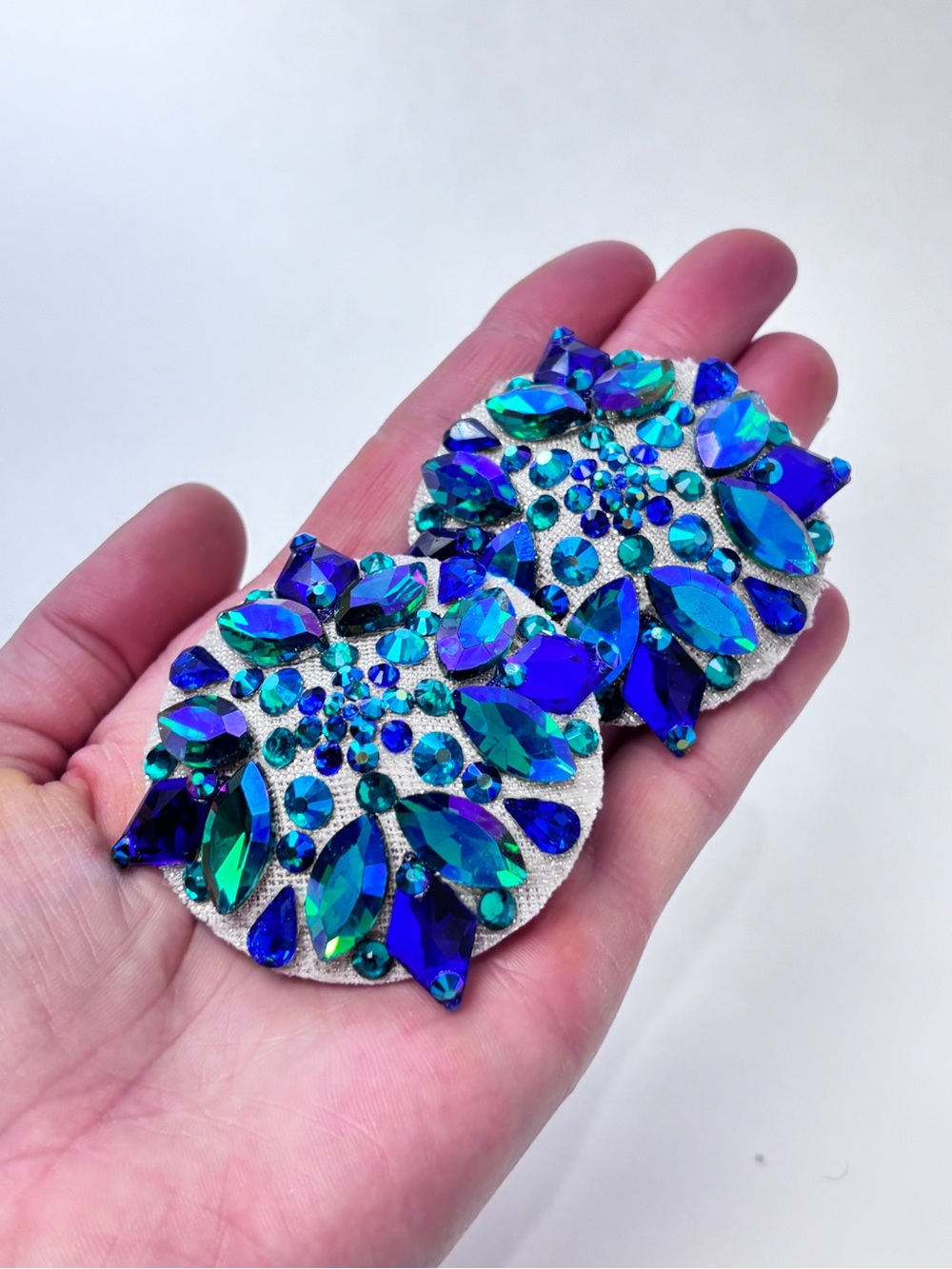Blue-Green Rhinestone Reusable Pasties - Picture 7 of 8